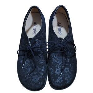 Alegria Brenna Bree Stroll Black Floral Embossed‎ Rocker Suede Shoes 42 11.5 12